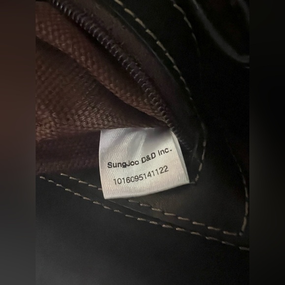 MCM Handbag Brown Black Leather Satchel Visetos Chain Strap Zip Clutch Purse - Picture 11 of 14